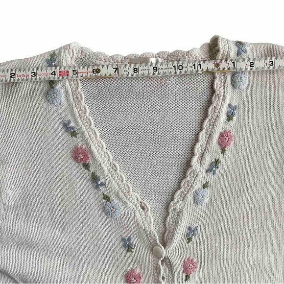 Vintage Sweater Floral Embroidered Button Up Cardigan Huntington Ridge Ramie - Picture 10 of 10